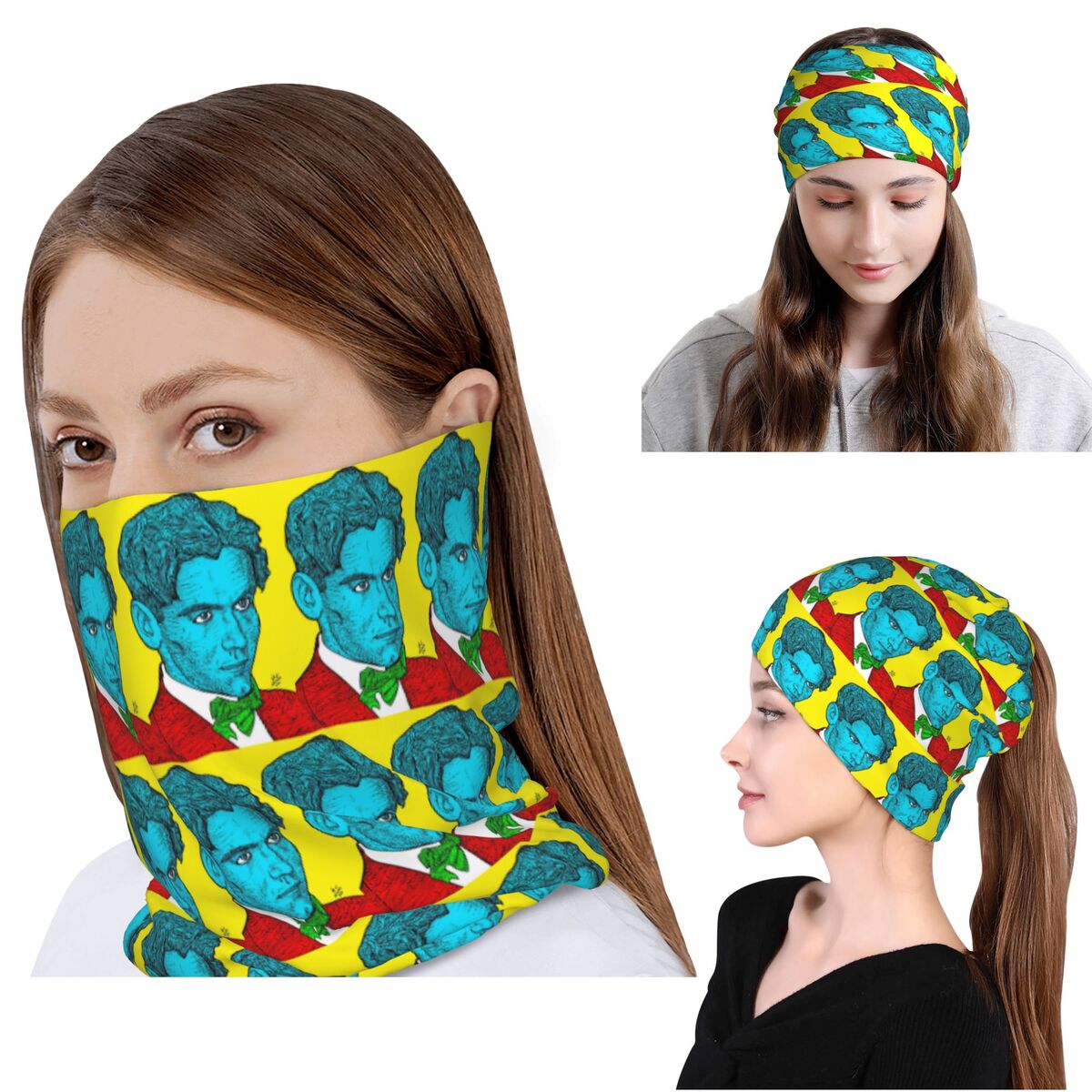 Knit Beanie Hat Warm - 페데리코 가르시아 로르카 초상화 16 반다나