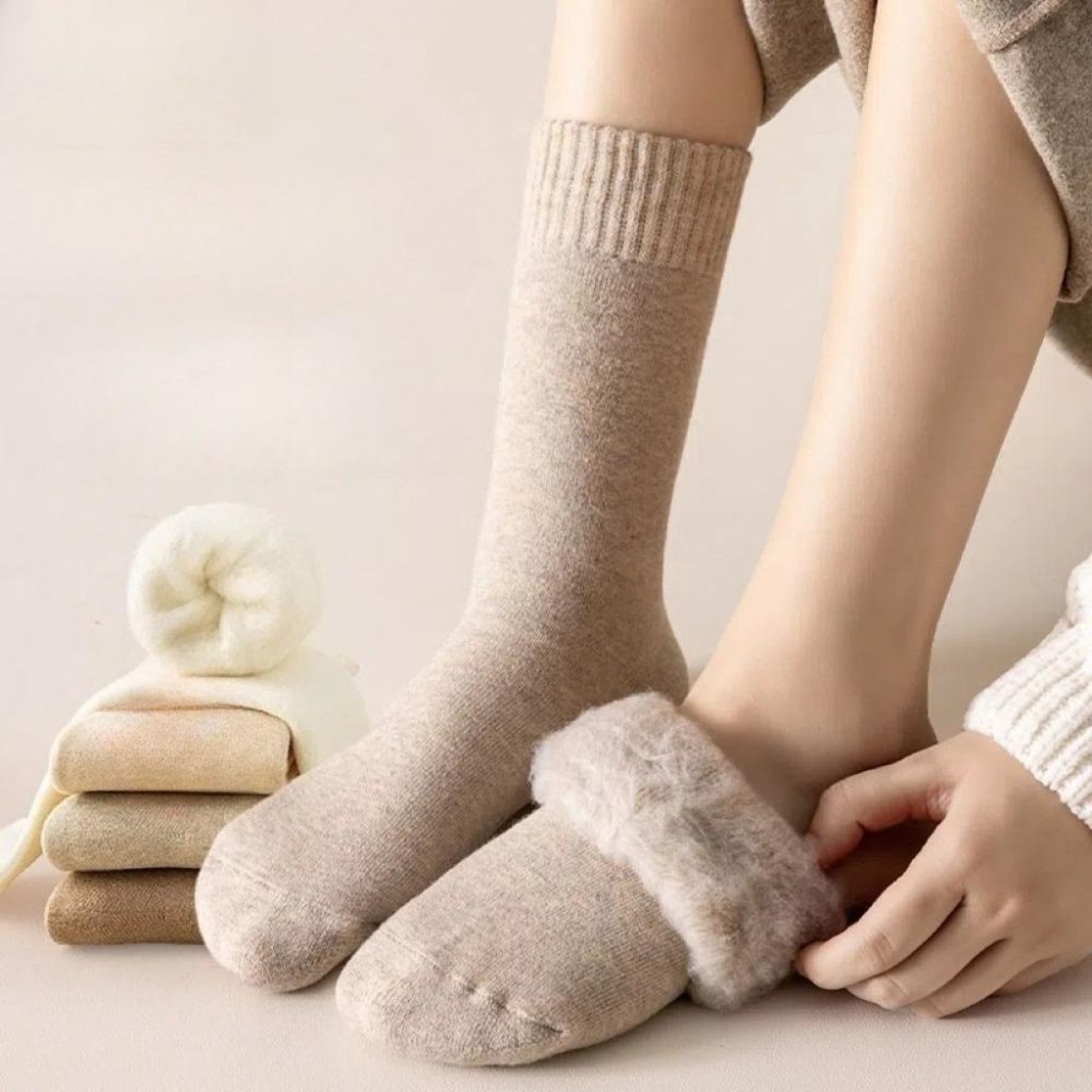 Thermal Sock Wool - 1쌍 겨울용 따뜻한 보온 양말 여성용