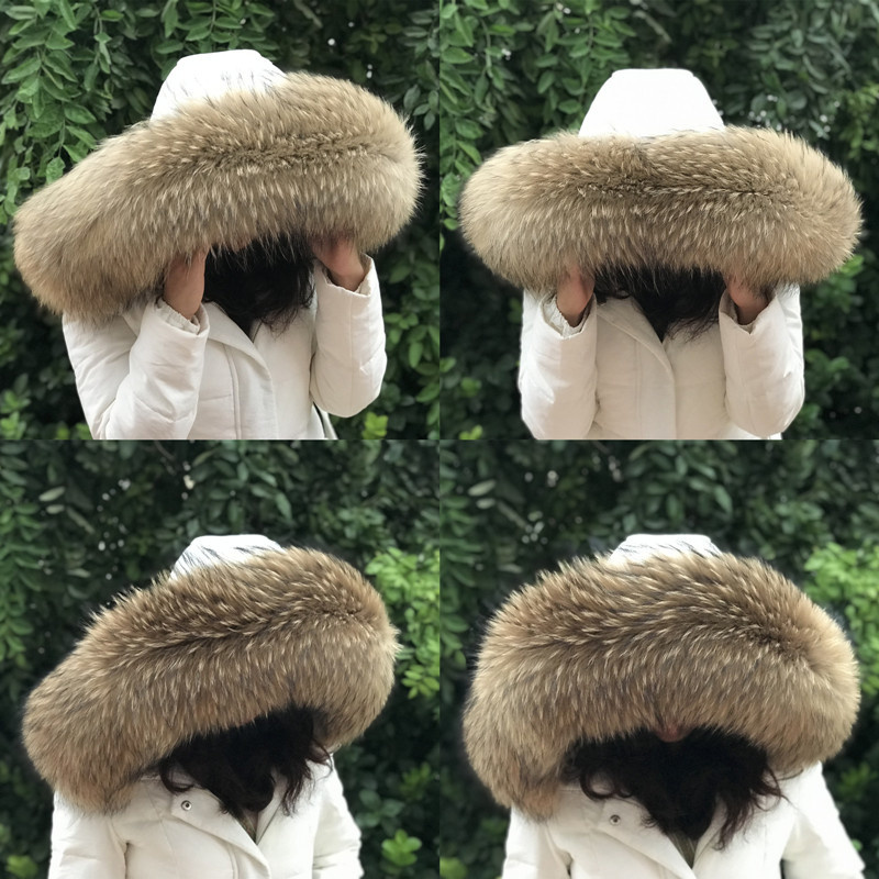 Shawl Wrap Winter - 여성용 천연 너구리 모피 칼라, 여성