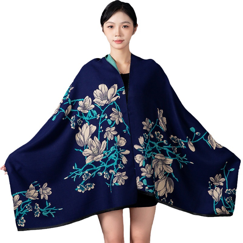 여성 겨울 숄 캐시미어 스카프 플로럴 프린트 숄 랩 파 - Shawl Wrap Winter 리뷰 및 가격