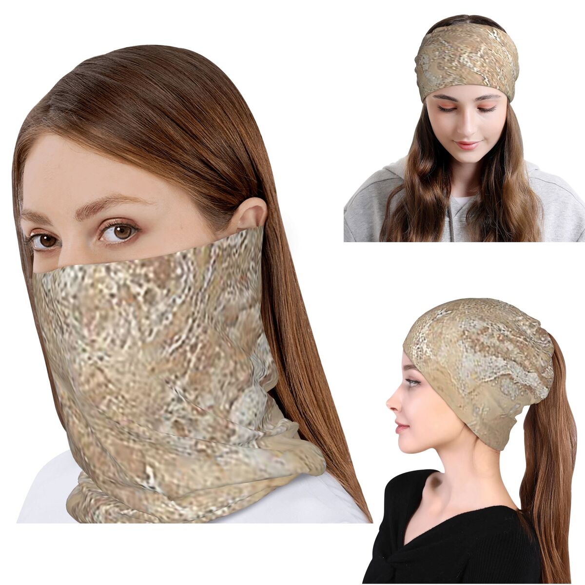 현대적인 크림 베이지 샌드 스톤 화강암 마블 반다나 넥 - Knit Beanie Hat Warm 리뷰 및 가격