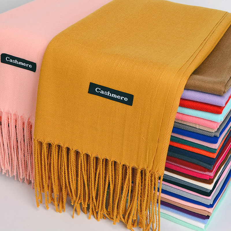 다목적 모조 캐시미어 스카프 닦았 단색 두꺼운 스카프  - Shawl Wrap Winter 리뷰 및 가격