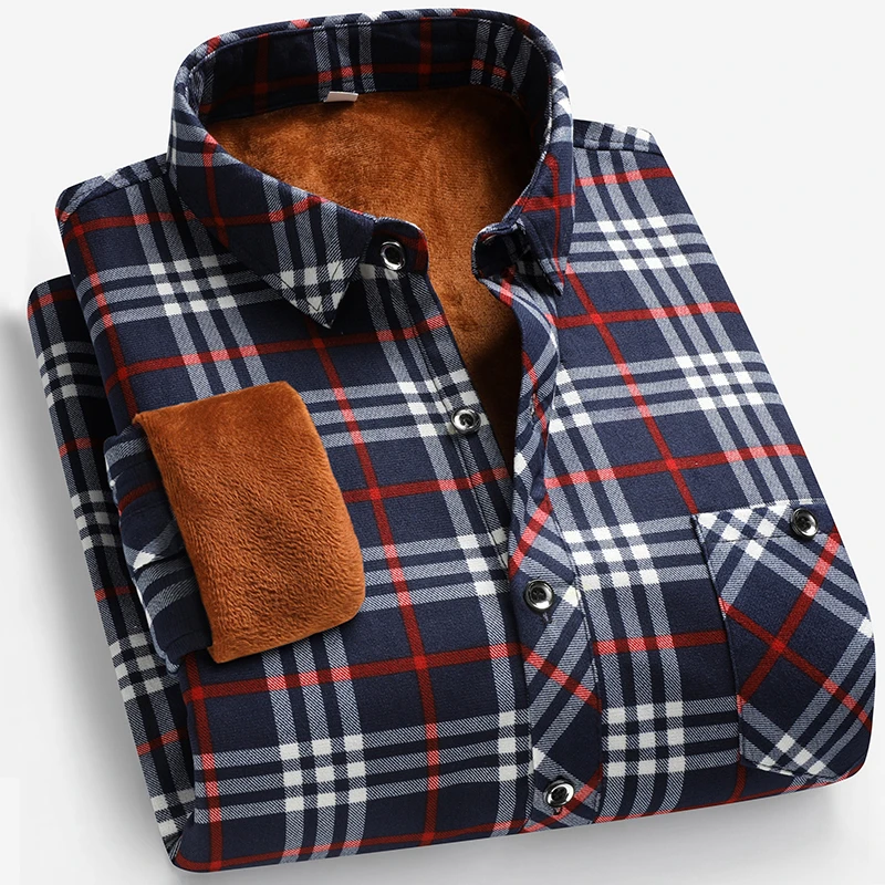 가을과 겨울 남성용 플리스 안감 긴팔 셔츠 비즈니스 캐 - Flannel Shirt Lined 리뷰 및 가격