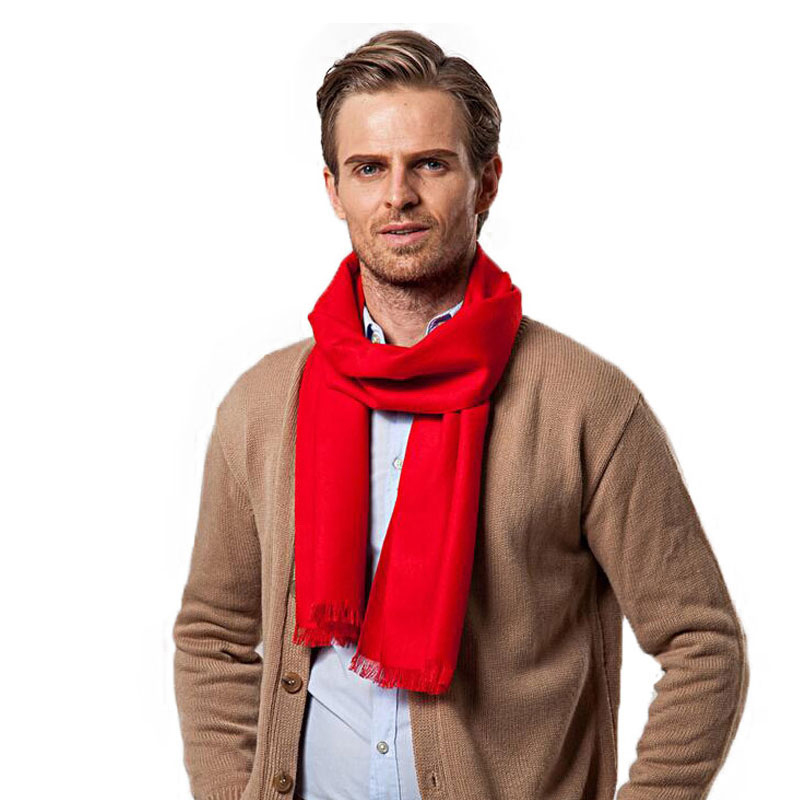 남성용 단색 레드 스카프, 럭셔리 브랜드 디자이너 스타 - Wool Scarf Men 리뷰 및 가격
