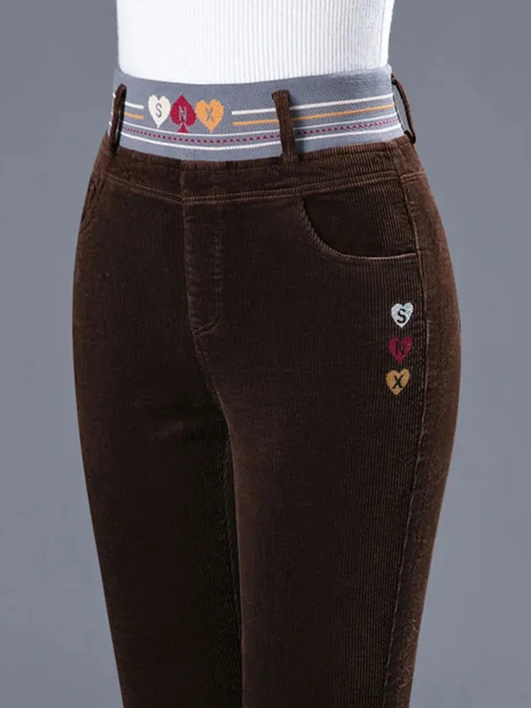 두꺼운 플러시 안감 펜슬 팬츠, 따뜻한 슬림 하이 웨이 - Corduroy Pant Warm 리뷰 및 가격