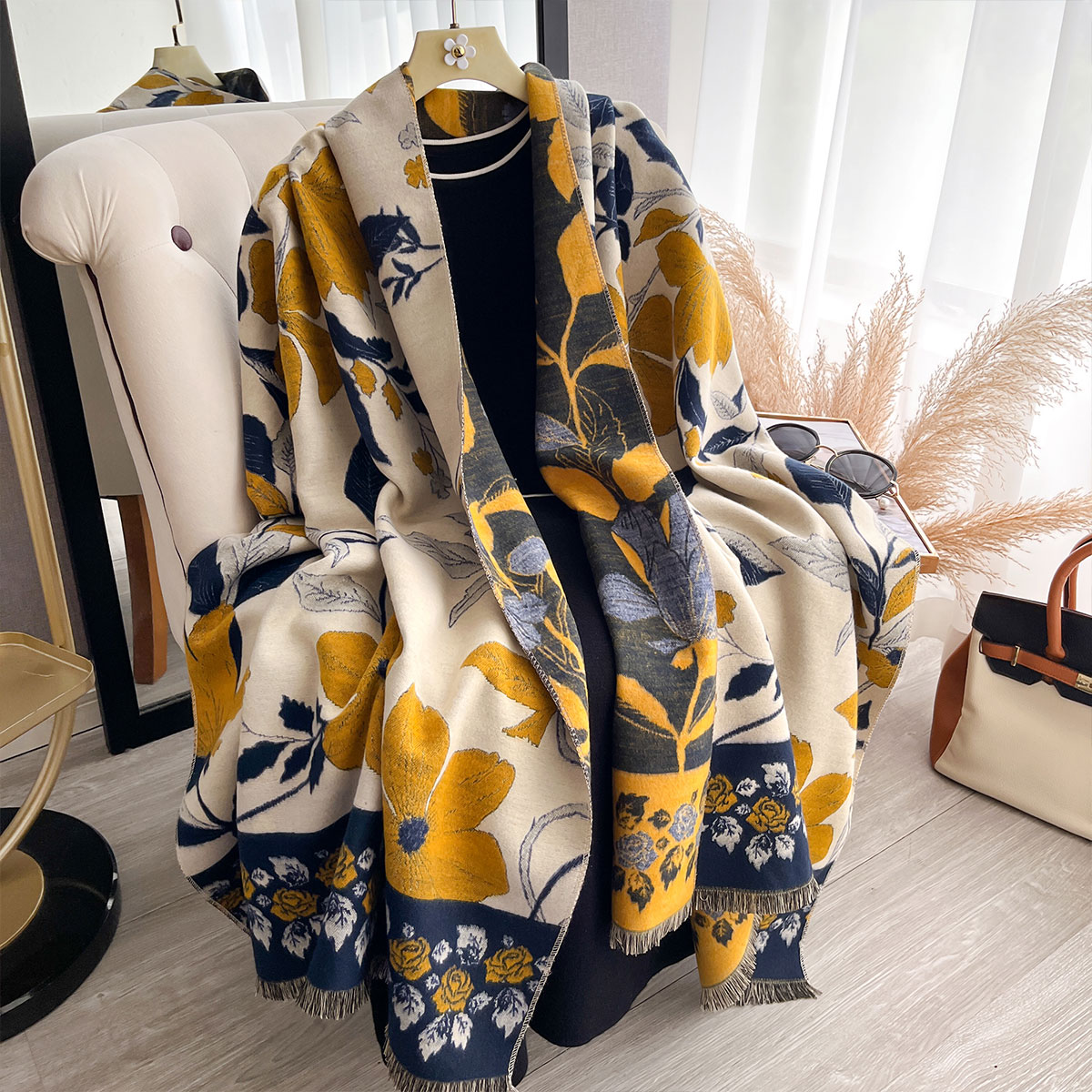 여성용 고급 겨울 페이즐리 양면 캐시미어 자카드 스카프 - Shawl Wrap Winter 리뷰 및 가격