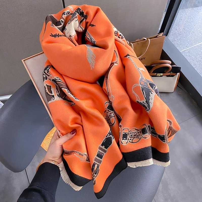 레트로 라이더 말 모양 모조 캐시미어 스카프 유니섹스  - Shawl Wrap Winter 리뷰 및 가격