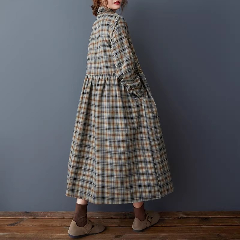 한국식 루즈핏 레트로 체크무늬 셔츠 드레스- 봄철 따뜻 - Flannel Shirt Lined 리뷰 및 가격