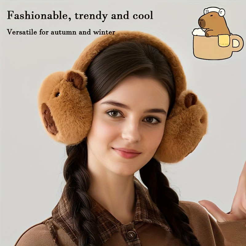 귀여운 카피발라 귀마개 만화 돌고래 플러시 접이식 귀마 - Earmuffs Foldable 리뷰 및 가격